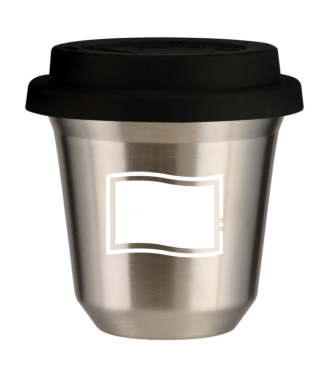 Tasse 150 ml ARGENT "Drapeau polonais (blanc)", avec couvercle noir Tasse 150 ml ARGENT "Drapeau polonais (blanc)", avec couvercle noir