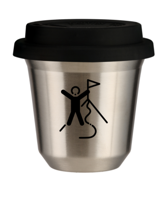 Tasse 150 ml ARGENT "Escalade 1", avec couvercle noir Tasse 150 ml ARGENT "Escalade 1", avec couvercle noir
