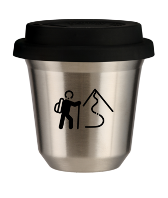 Tasse 150 ml ARGENT "Escalade 2", avec couvercle noir Tasse 150 ml ARGENT "Escalade 2", avec couvercle noir