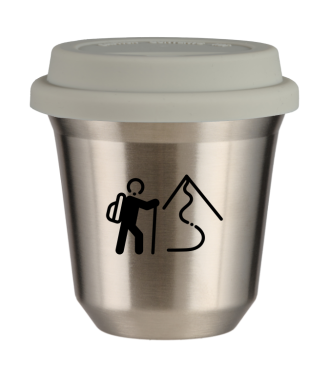Tasse 150 ml ARGENT "Escalade 2", avec couvercle blanc Tasse 150 ml ARGENT "Escalade 2", avec couvercle blanc