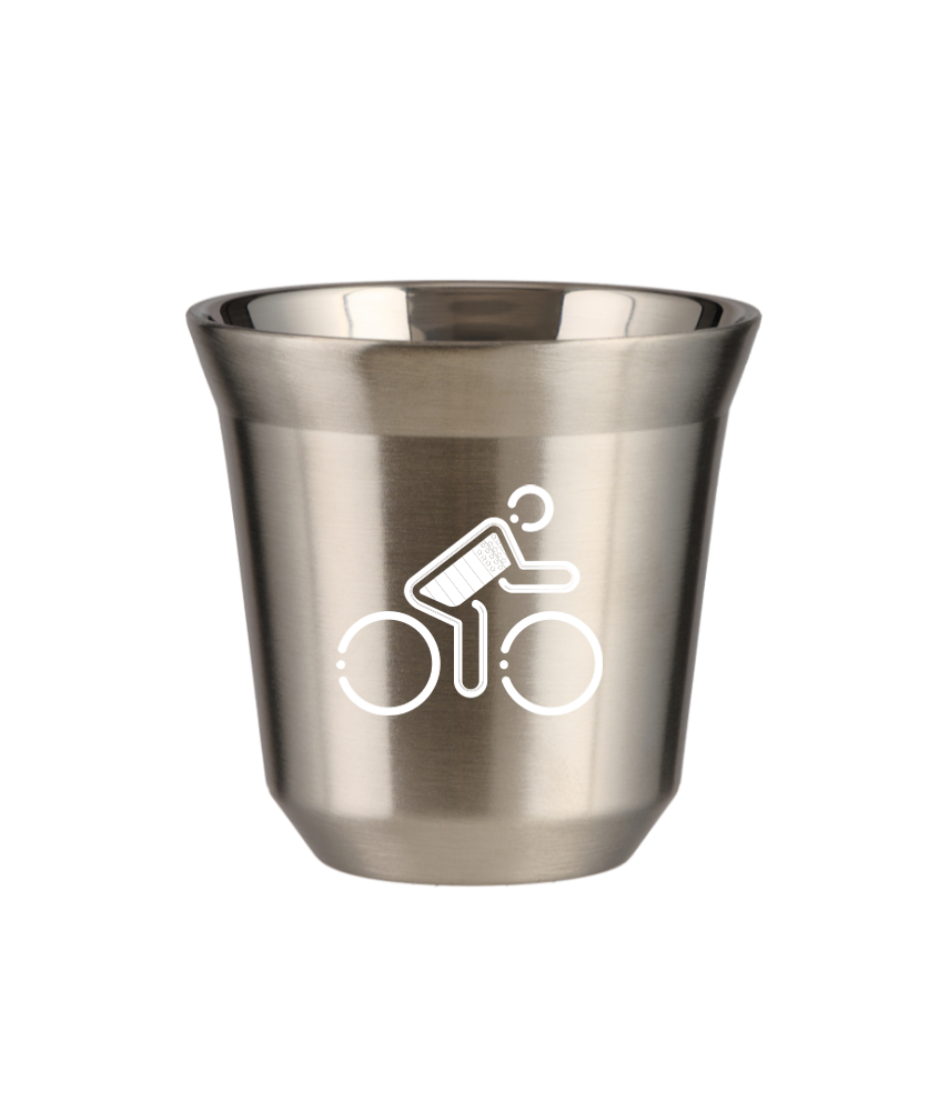 Tasse 150 ml ARGENT "Cycliste aux couleurs britanniques (blanc)"