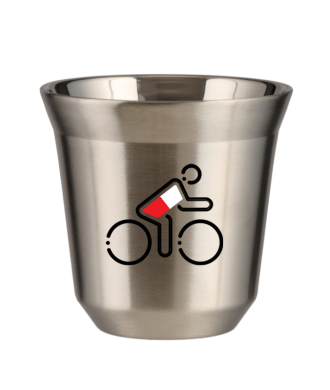Tasse 150 ml ARGENT "Cycliste aux couleurs polonaises (noir)" Tasse 150 ml ARGENT "Cycliste aux couleurs polonaises (noir)"
