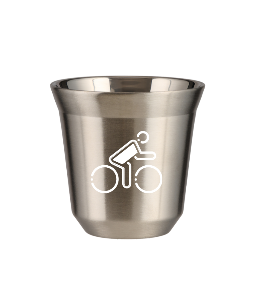 Tasse 150 ml ARGENT "Cycliste aux couleurs polonaises (blanc)"