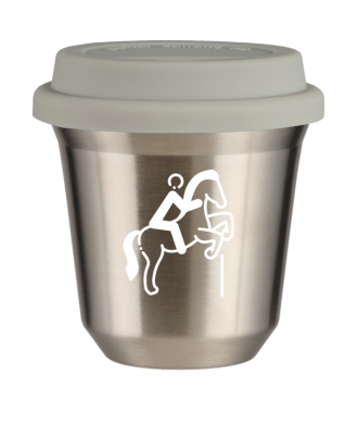 Tasse 150 ml ARGENT "Équitation 1 (blanc)", avec couvercle blanc Tasse 150 ml ARGENT "Équitation 1 (blanc)", avec couvercle blanc
