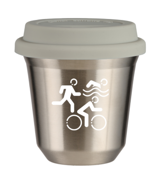 Tasse 150 ml ARGENT "Sports (blanc)", avec couvercle blanc Tasse 150 ml ARGENT "Sports (blanc)", avec couvercle blanc