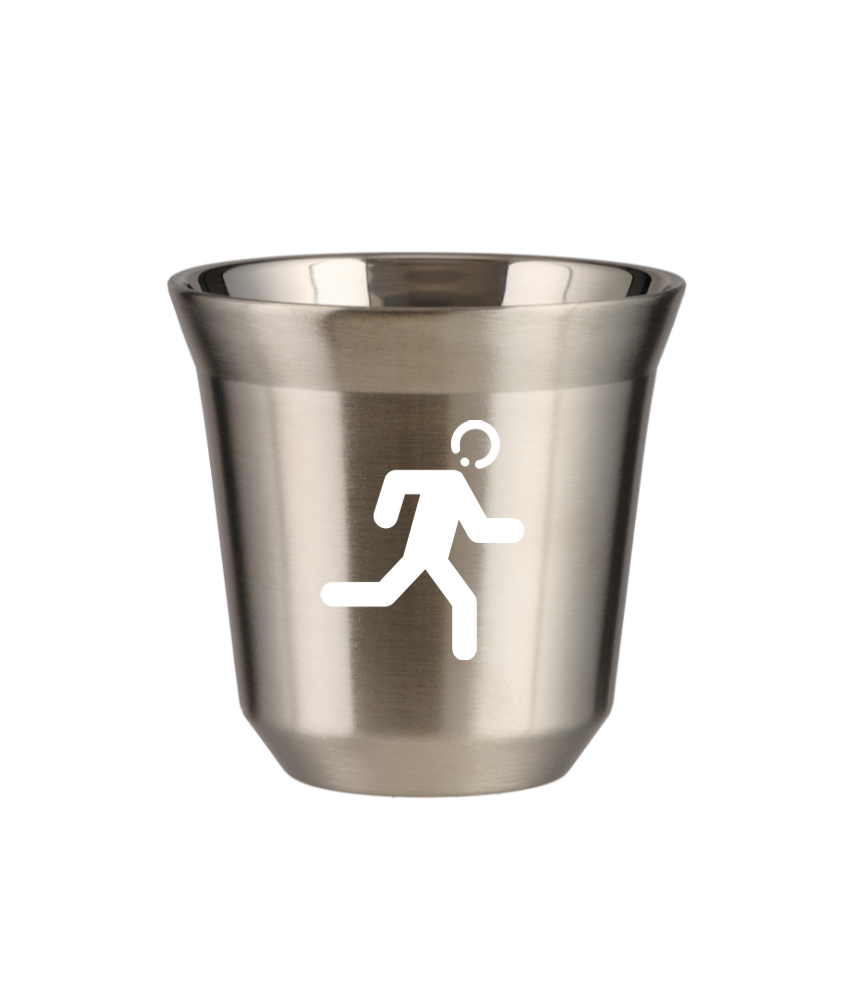 Tasse 150 ml ARGENT "Coureur (blanc)"