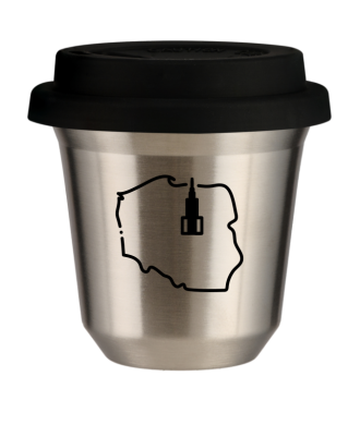 Tasse 150 ml ARGENT "Pologne (noir)", avec couvercle noir Tasse 150 ml ARGENT "Pologne (noir)", avec couvercle noir
