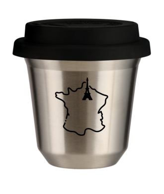 Tasse 150 ml ARGENT "France (noir)", avec couvercle noir Tasse 150 ml ARGENT "France (noir)", avec couvercle noir