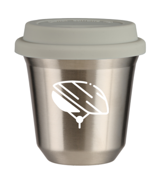 Tasse 150 ml ARGENT "Casque (blanc)", avec couvercle blanc Tasse 150 ml ARGENT "Casque (blanc)", avec couvercle blanc