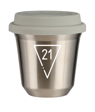 Tasse 150 ml ARGENT "21 (blanc)", avec couvercle blanc Tasse 150 ml ARGENT "21 (blanc)", avec couvercle blanc