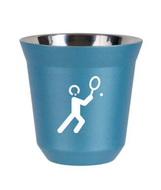 Tasse 150 ml BLEU CLAIR MÉTALLIQUE "Tennis 1 (blanc)" Tasse 150 ml BLEU CLAIR MÉTALLIQUE "Tennis 1 (blanc)"