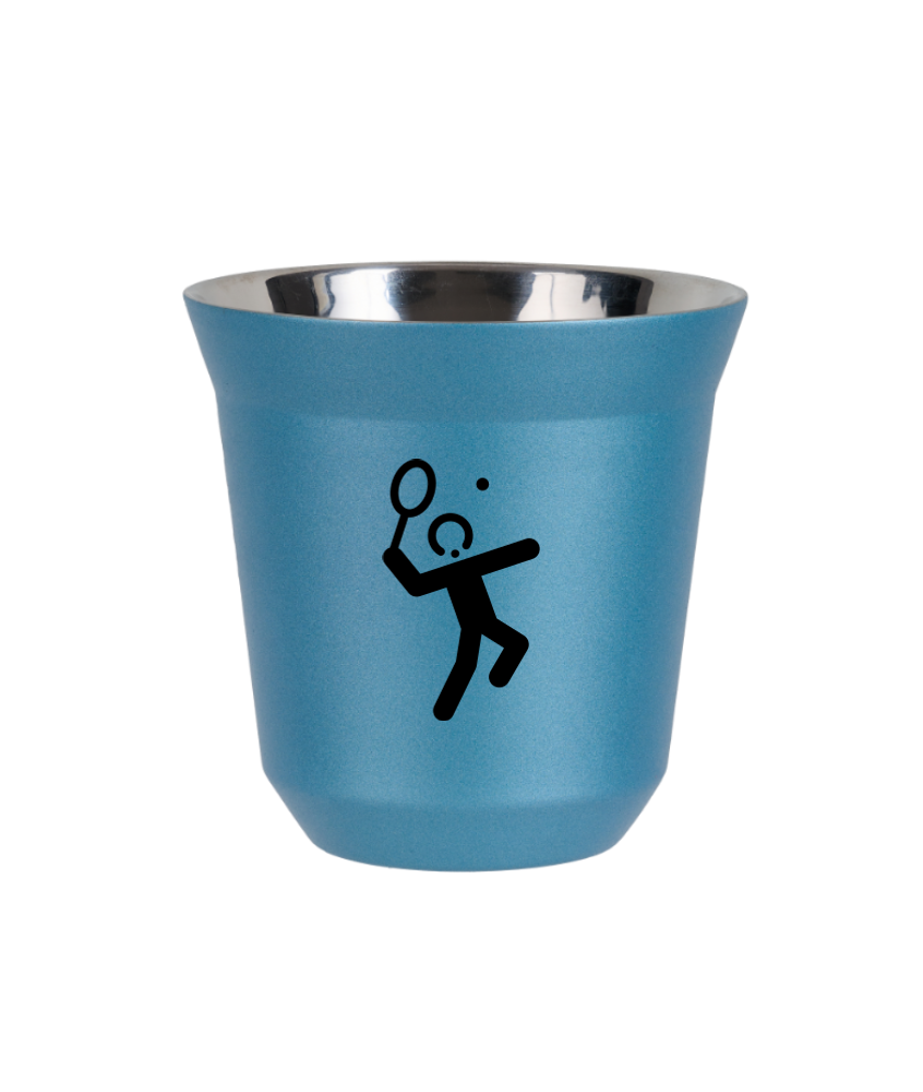 Tasse 150 ml BLEU CLAIR MÉTALLIQUE "Tennis 2 (noir)"