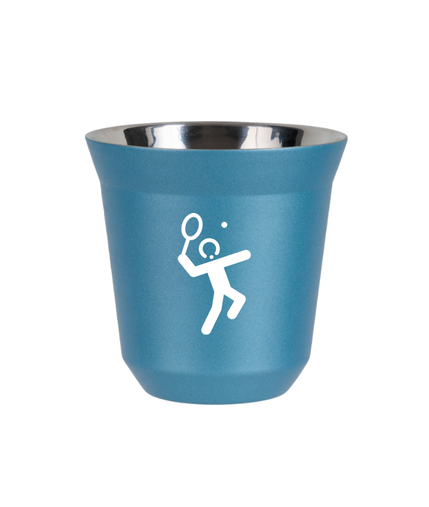 Tasse 150 ml BLEU CLAIR MÉTALLIQUE "Tennis 2 (blanc)"