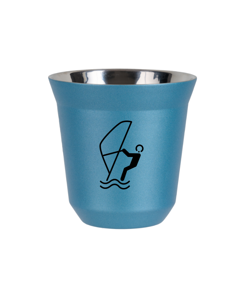 Tasse 150 ml BLEU CLAIR MÉTALLIQUE "Sports nautiques (noir)"