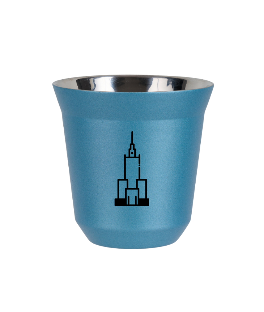 Tasse 150 ml BLEU CLAIR MÉTALLIQUE "Pałac kultury i nauki (noir)"