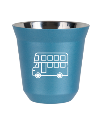 Tasse 150 ml BLEU CLAIR MÉTALLIQUE "Bus (blanc)" Tasse 150 ml BLEU CLAIR MÉTALLIQUE "Bus (blanc)"