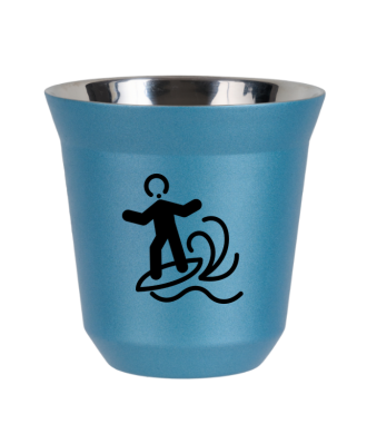 Tasse 150 ml BLEU CLAIR MÉTALLIQUE "Planche à voile (noir)" Tasse 150 ml BLEU CLAIR MÉTALLIQUE "Planche à voile (noir)"