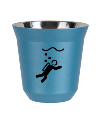 Tasse 150 ml BLEU CLAIR MÉTALLIQUE "Plongée (noir)" Tasse 150 ml BLEU CLAIR MÉTALLIQUE "Plongée (noir)"