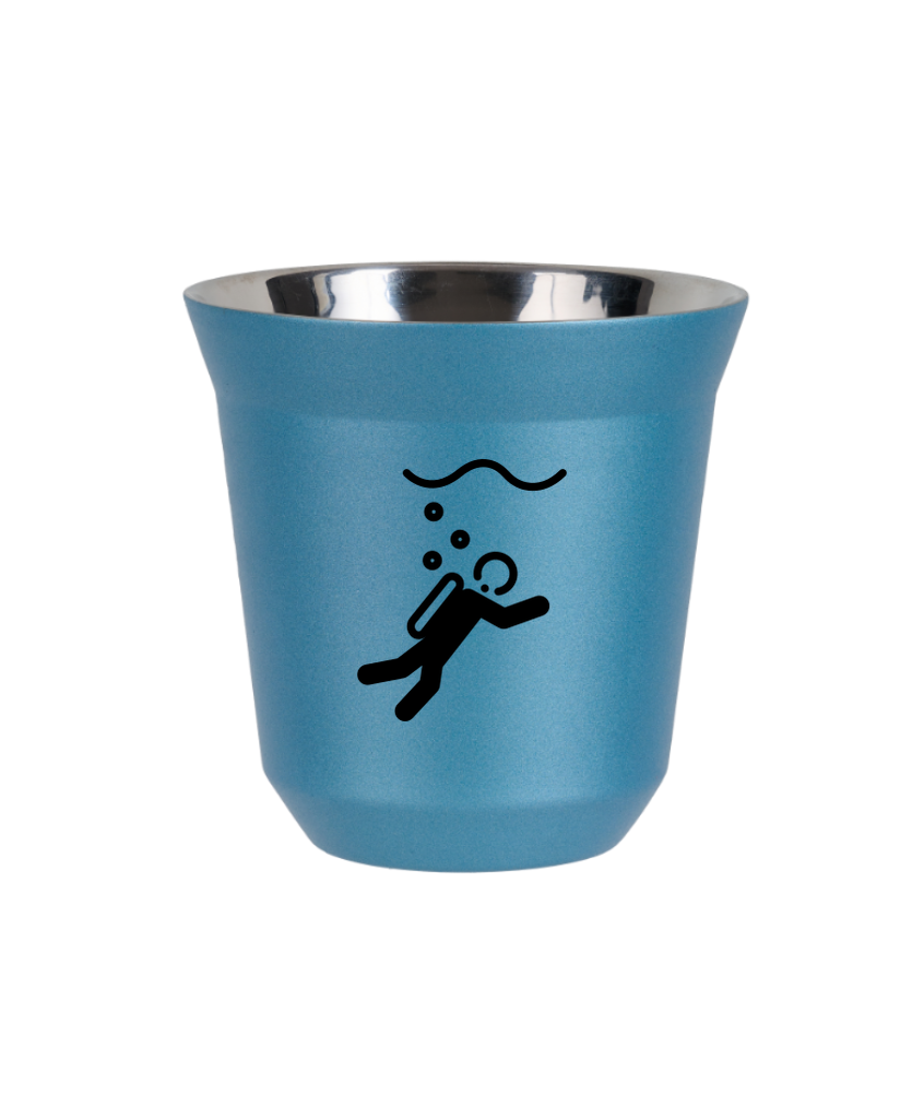 Tasse 150 ml BLEU CLAIR MÉTALLIQUE "Plongée (noir)"
