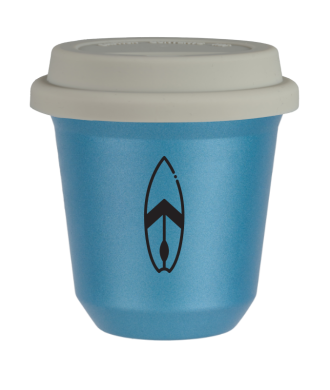 Tasse 150 ml BLEU CLAIR MÉTALLIQUE "Planche (noir)", avec couvercle blanc Tasse 150 ml BLEU CLAIR MÉTALLIQUE "Planche (noir)", avec couvercle blanc
