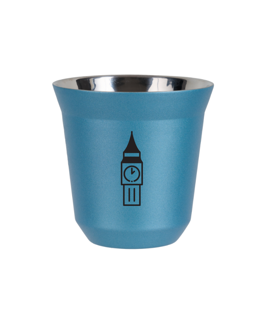 Tasse 150 ml BLEU CLAIR MÉTALLIQUE "BIG BEN (noir)"