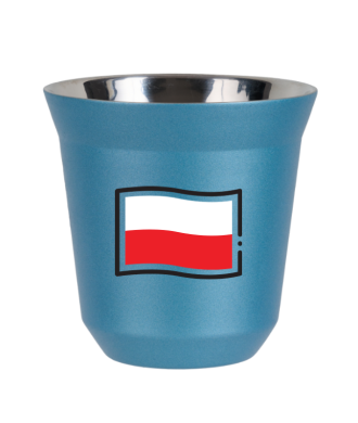 Tasse 150 ml BLEU CLAIR MÉTALLIQUE "Drapeau polonais (noir)" Tasse 150 ml BLEU CLAIR MÉTALLIQUE "Drapeau polonais (noir)"