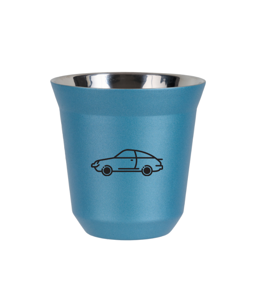 Tasse 150 ml BLEU CLAIR MÉTALLIQUE "Voiture"