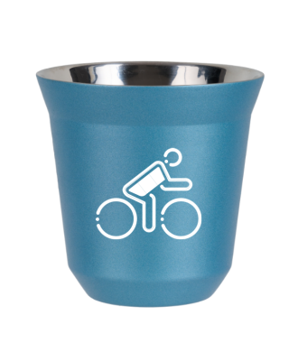 Tasse 150 ml BLEU CLAIR MÉTALLIQUE "Cycliste aux couleurs allemandes (blanc)" Tasse 150 ml BLEU CLAIR MÉTALLIQUE "Cycliste aux couleurs allemandes (blanc)"