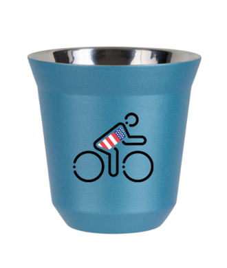 Tasse 150 ml BLEU CLAIR MÉTALLIQUE "Cycliste aux couleurs britanniques" Tasse 150 ml BLEU CLAIR MÉTALLIQUE "Cycliste aux couleurs britanniques"