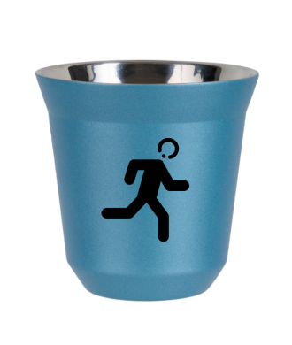 Tasse 150 ml BLEU CLAIR MÉTALLIQUE "Coureur (noir)" Tasse 150 ml BLEU CLAIR MÉTALLIQUE "Coureur (noir)"