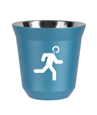 Tasse 150 ml BLEU CLAIR MÉTALLIQUE "Coureur (blanc)" Tasse 150 ml BLEU CLAIR MÉTALLIQUE "Coureur (blanc)"
