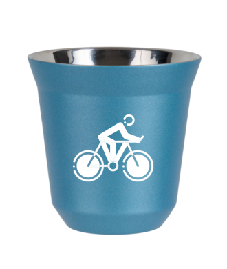 Tasse 150 ml BLEU CLAIR MÉTALLIQUE "Cyclisme 2 (blanc)" Tasse 150 ml BLEU CLAIR MÉTALLIQUE "Cyclisme 2 (blanc)"