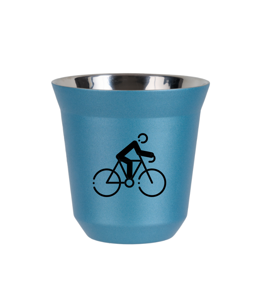 Tasse 150 ml BLEU CLAIR MÉTALLIQUE "Cyclisme 3 (noir)"