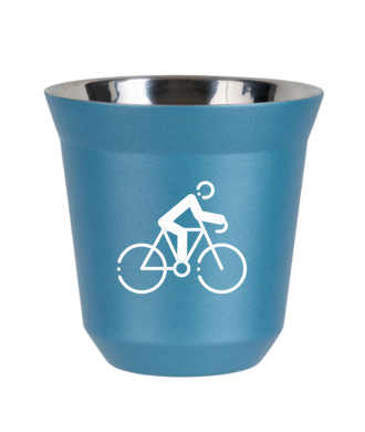Tasse 150 ml BLEU CLAIR MÉTALLIQUE "Cyclisme 3 (blanc)" Tasse 150 ml BLEU CLAIR MÉTALLIQUE "Cyclisme 3 (blanc)"