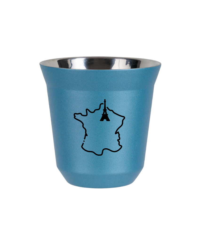 Tasse 150 ml BLEU CLAIR MÉTALLIQUE "France"