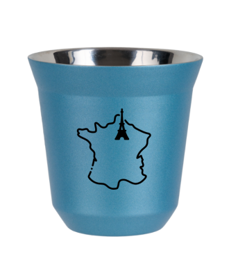Tasse 150 ml BLEU CLAIR MÉTALLIQUE "France (noir)" Tasse 150 ml BLEU CLAIR MÉTALLIQUE "France (noir)"