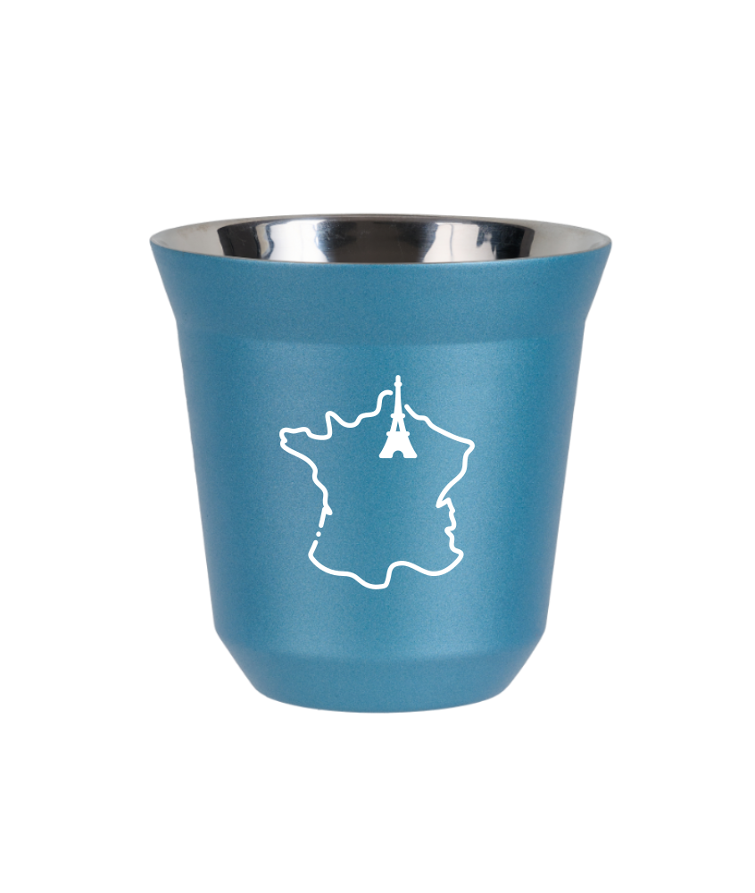 Tasse 150 ml BLEU CLAIR MÉTALLIQUE "France (blanc)"