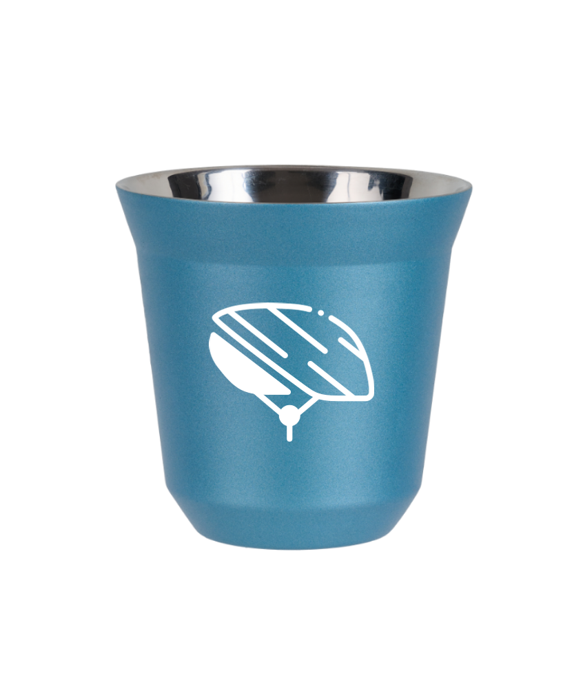 Tasse 150 ml BLEU CLAIR MÉTALLIQUE "Casque (blanc)"
