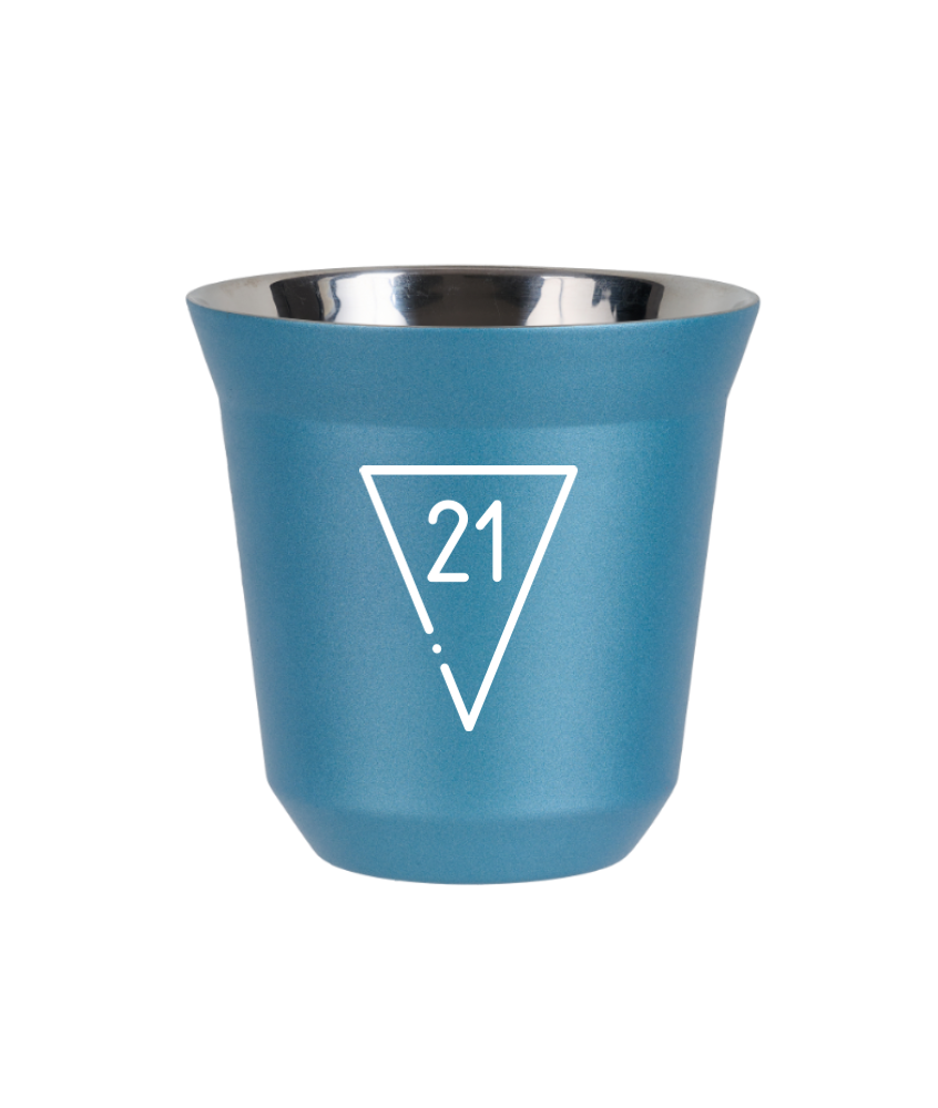 Tasse 150 ml BLEU CLAIR MÉTALLIQUE "21 (blanc)"