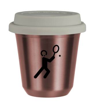 Tasse 150 ml OR ROSE "Tennis 1", avec couvercle blanc Tasse 150 ml OR ROSE "Tennis 1", avec couvercle blanc