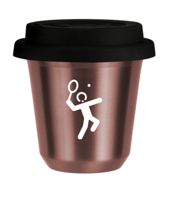 Tasse 150 ml OR ROSE "Tennis 2 (blanc)", avec couvercle noir Tasse 150 ml OR ROSE "Tennis 2 (blanc)", avec couvercle noir