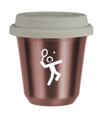 Tasse 150 ml OR ROSE "Tennis 2 (blanc)", avec couvercle blanc Tasse 150 ml OR ROSE "Tennis 2 (blanc)", avec couvercle blanc