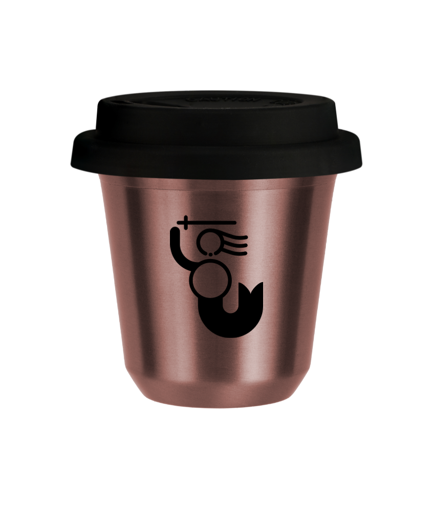 Tasse 150 ml OR ROSE "WARSZAWSKA SYRENKA (noir)", avec couvercle noir