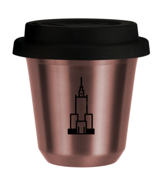 Tasse 150 ml OR ROSE "Pałac kultury i nauki (noir)", avec couvercle noir Tasse 150 ml OR ROSE "Pałac kultury i nauki (noir)", avec couvercle noir