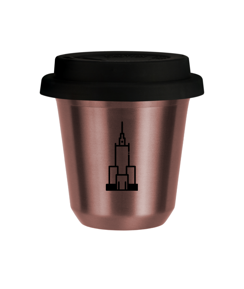 Tasse 150 ml OR ROSE "Pałac kultury i nauki (noir)", avec couvercle noir