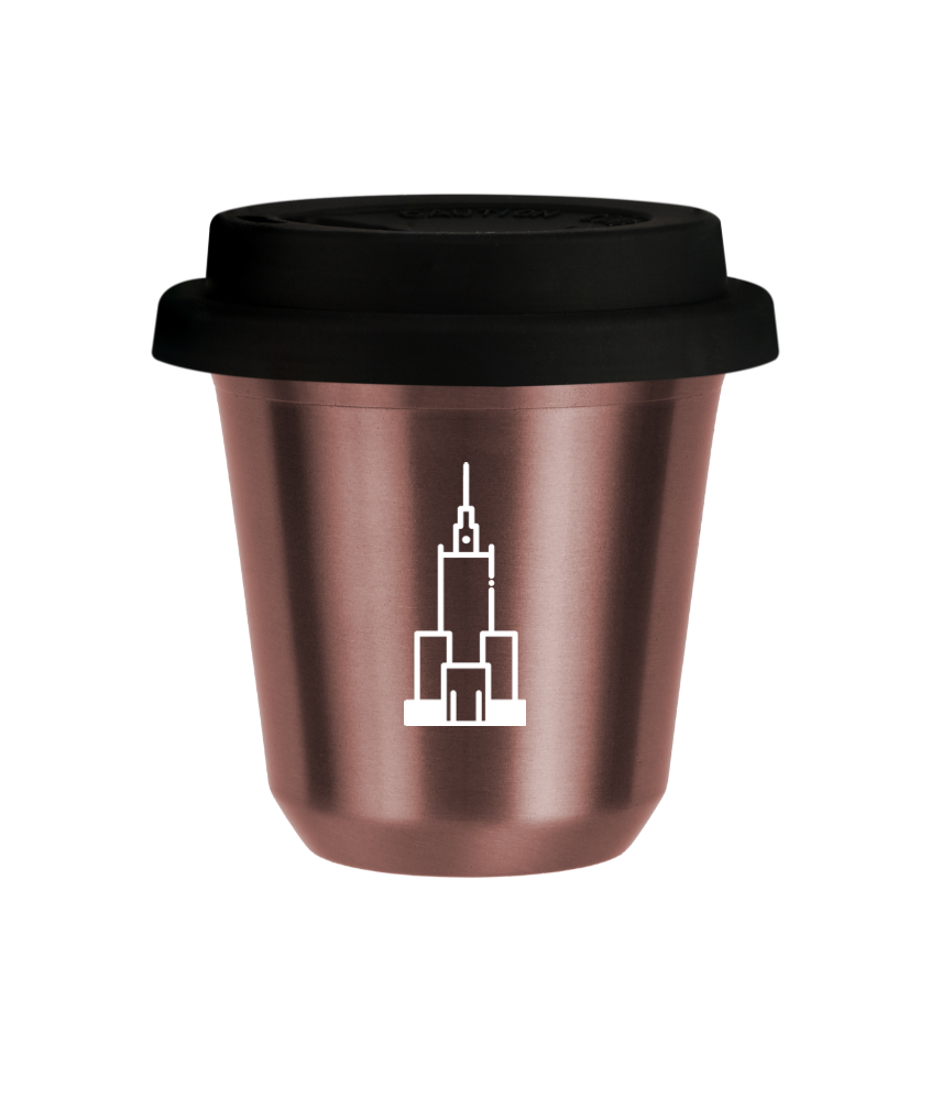 Tasse 150 ml OR ROSE "Pałac kultury i nauki (blanc)", avec couvercle noir