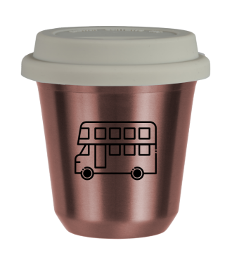 Tasse 150 ml OR ROSE "Bus", avec couvercle blanc Tasse 150 ml OR ROSE "Bus", avec couvercle blanc