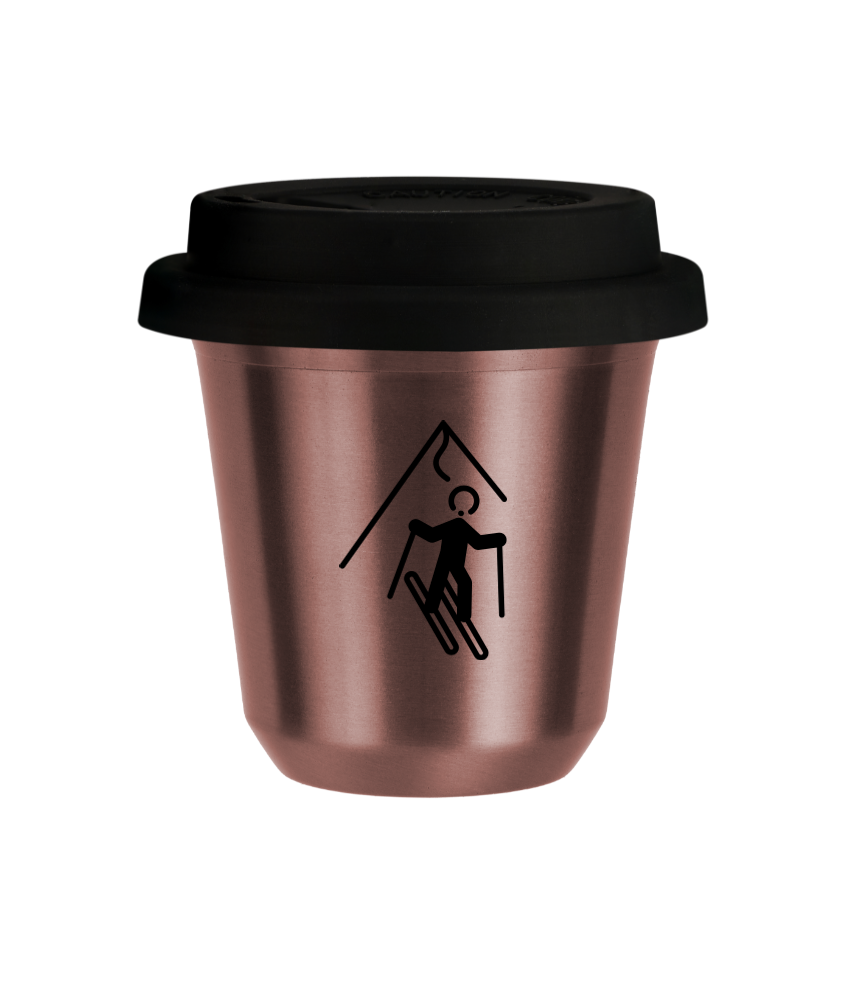 Tasse 150 ml OR ROSE "Ski", avec couvercle noir