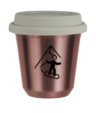 Tasse 150 ml OR ROSE "Snowboard (noir)", avec couvercle blanc Tasse 150 ml OR ROSE "Snowboard (noir)", avec couvercle blanc