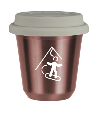 Tasse 150 ml OR ROSE "Snowboard (blanc)", avec couvercle blanc Tasse 150 ml OR ROSE "Snowboard (blanc)", avec couvercle blanc